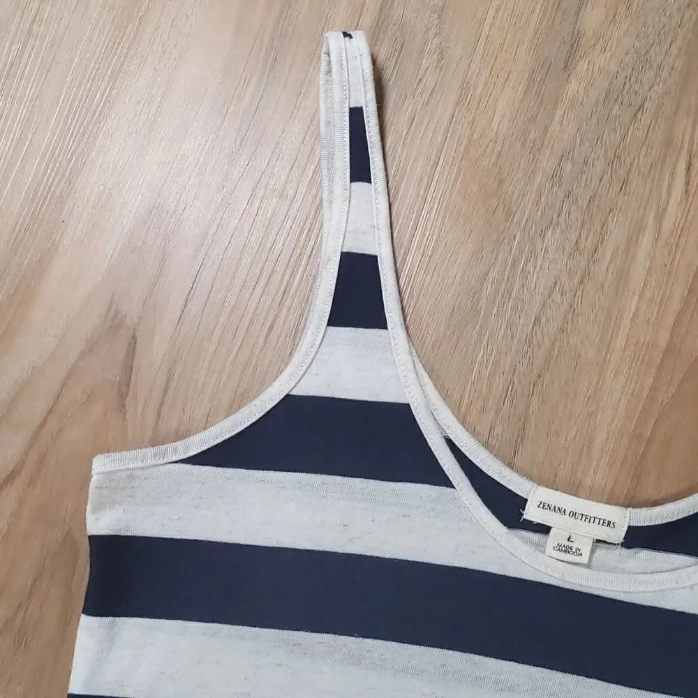 🔹️Zenana Blue & Cream Striped Tanktop - Picture 4 of 9